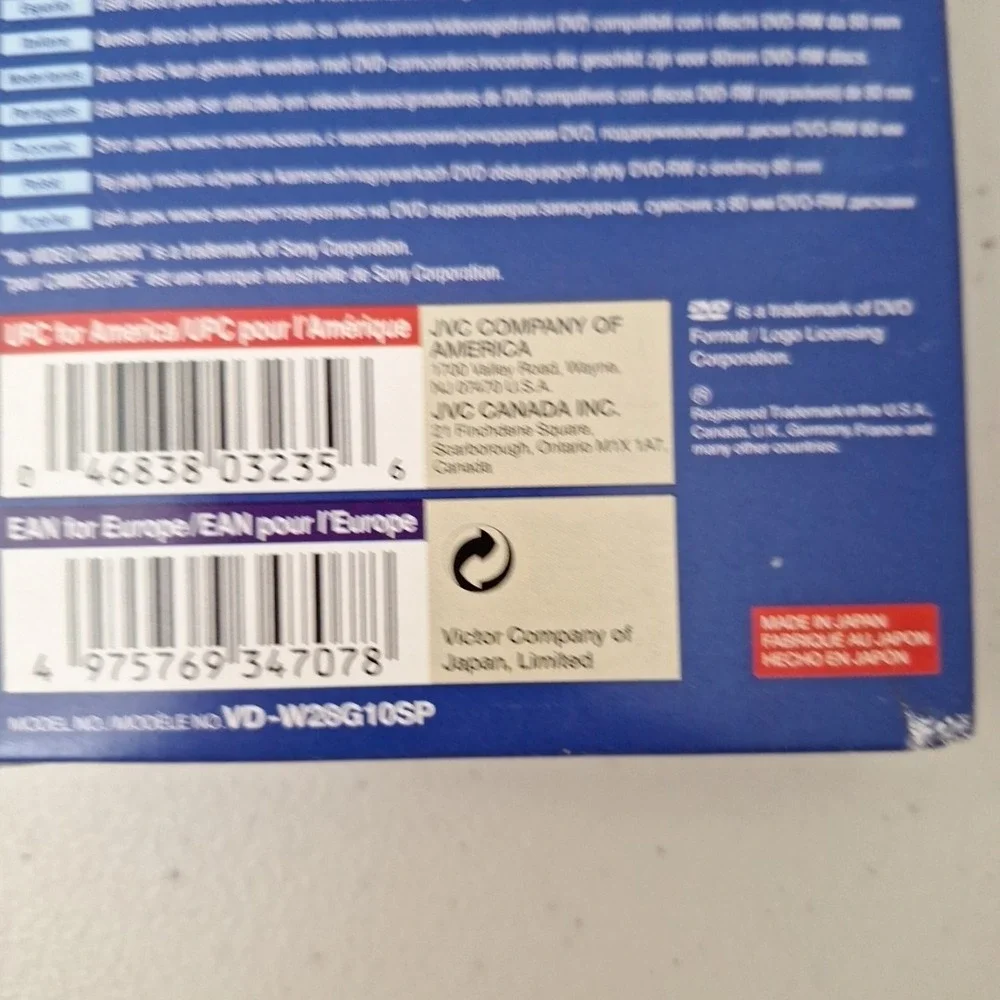 JVC DVD-RW 60 Min 2.8GB/Go‎ Set of 10 - NEW SEALED